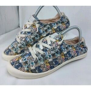 Skechers Bobs Beach Bingo Sneaker All Over Dog Print Wms Size 8.5 Cotton Slip On